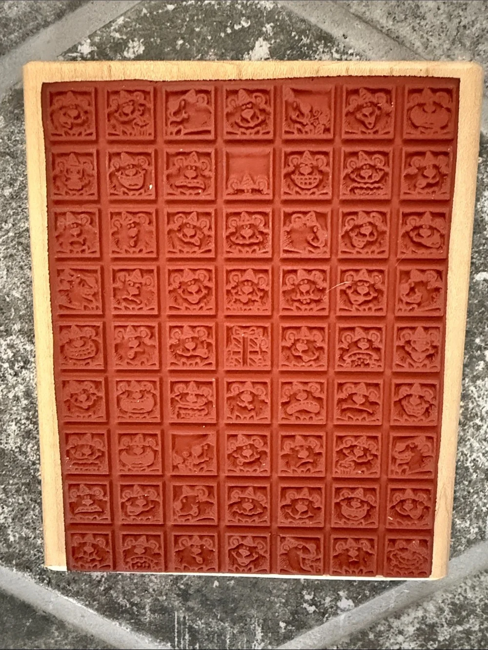 Giant Natural Wood Rubber Stamp  63 Emotions Feelings Mood Chart